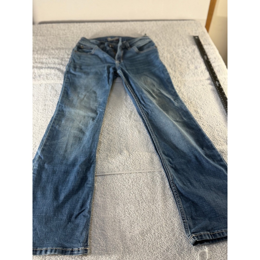 Wrangler Womens Bootcut Jeans Medium Wash Embroidered Pockets Blue Denim 27X28
